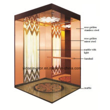 Passenger Elevator with Rose Golden Stainless Steel Car Cabin